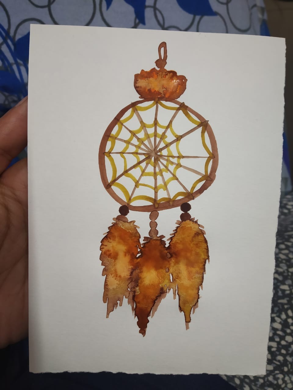 Halloween watercolor dreamcatcher - image 1 - student project