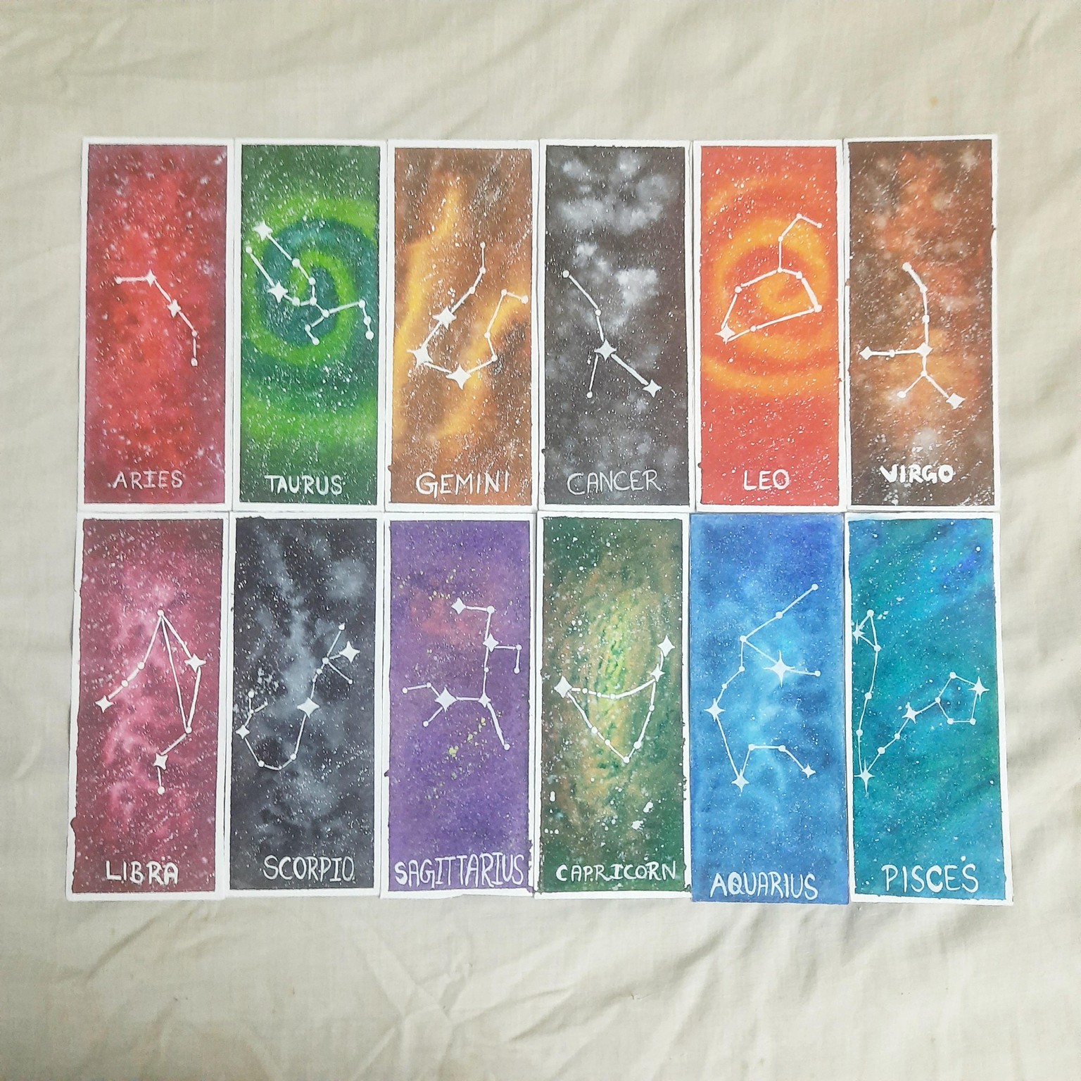 Galaxies & Constellations - 12 Beginner friendly unique Bookmarks in Watercolors - image 1 - student project