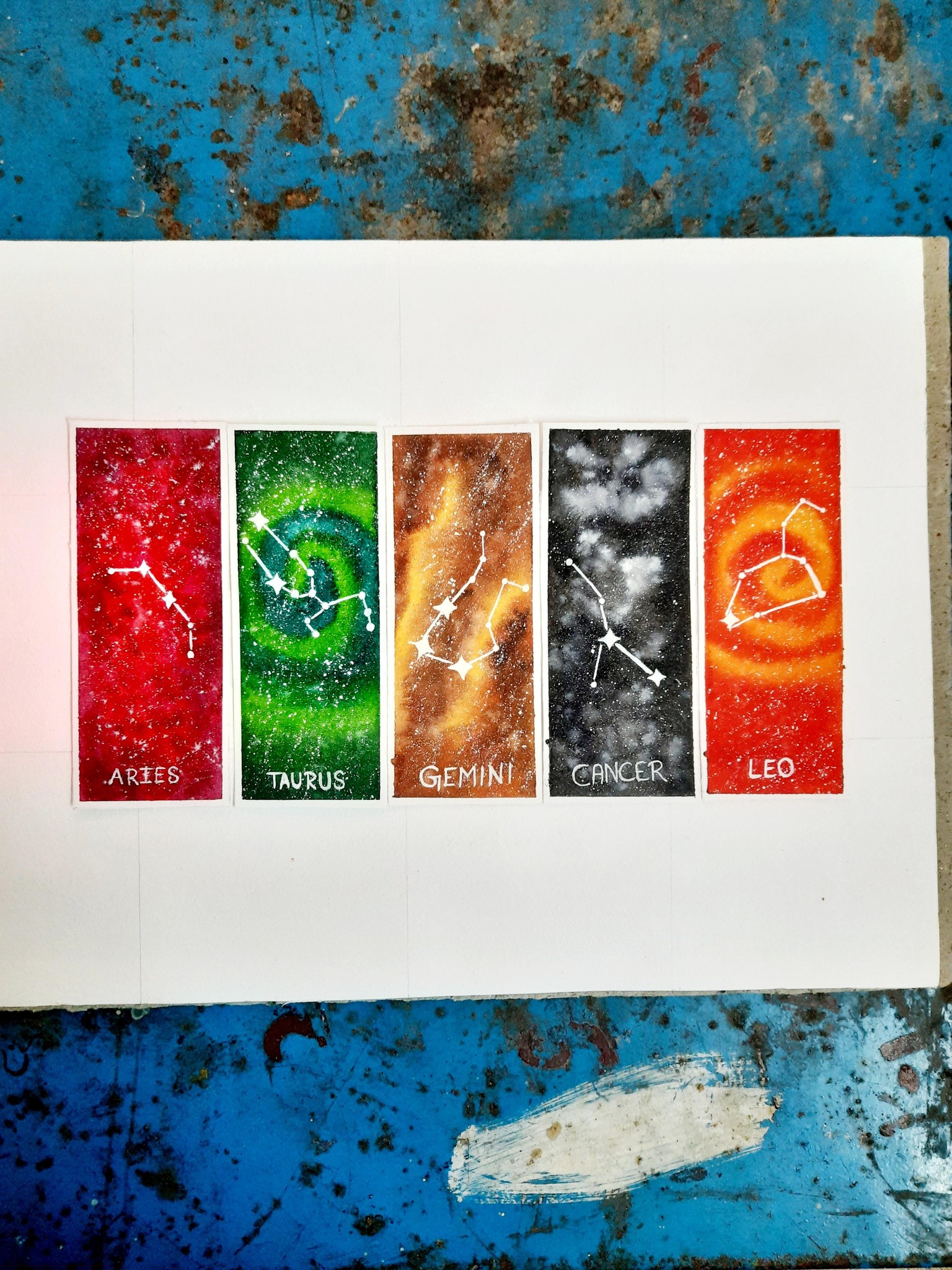 Galaxies & Constellations - 12 Beginner friendly unique Bookmarks in Watercolors - image 2 - student project