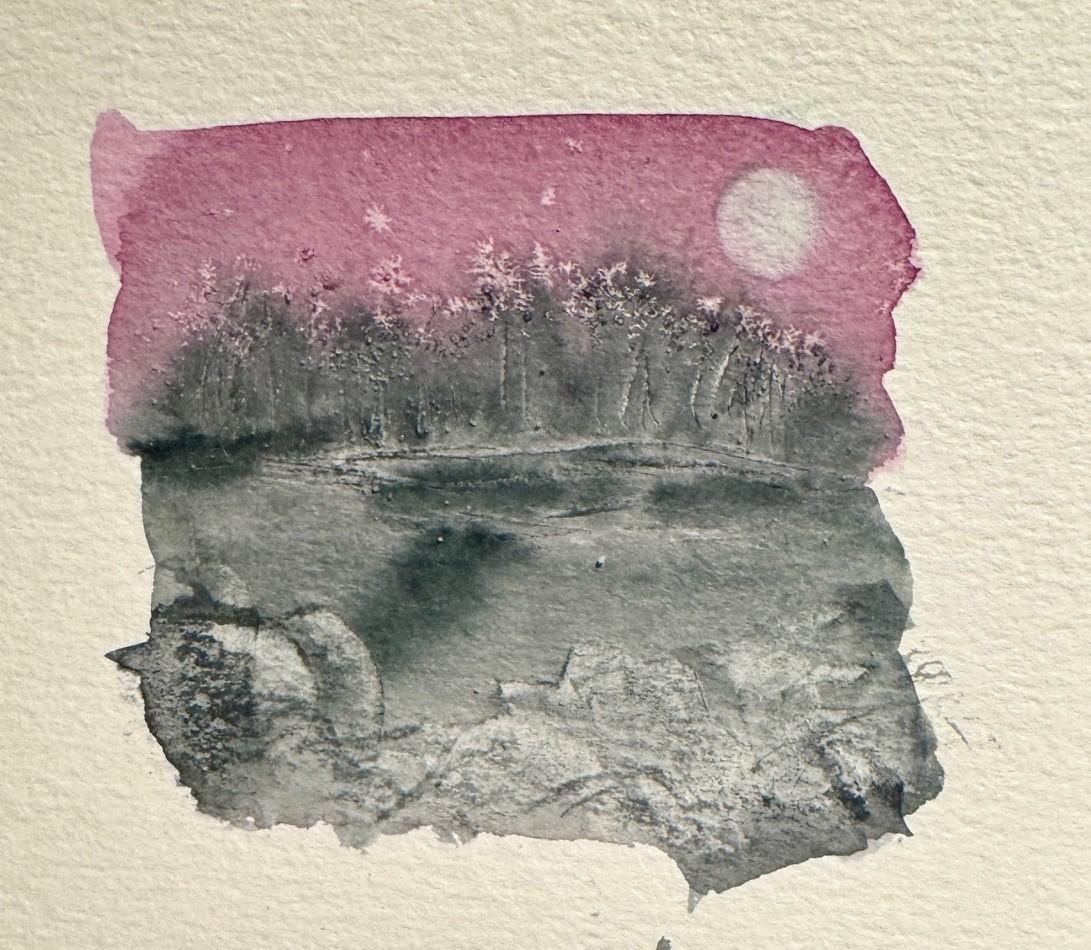 3 landscapes with watercolor texture (Plastic Card) - image 2 - student project