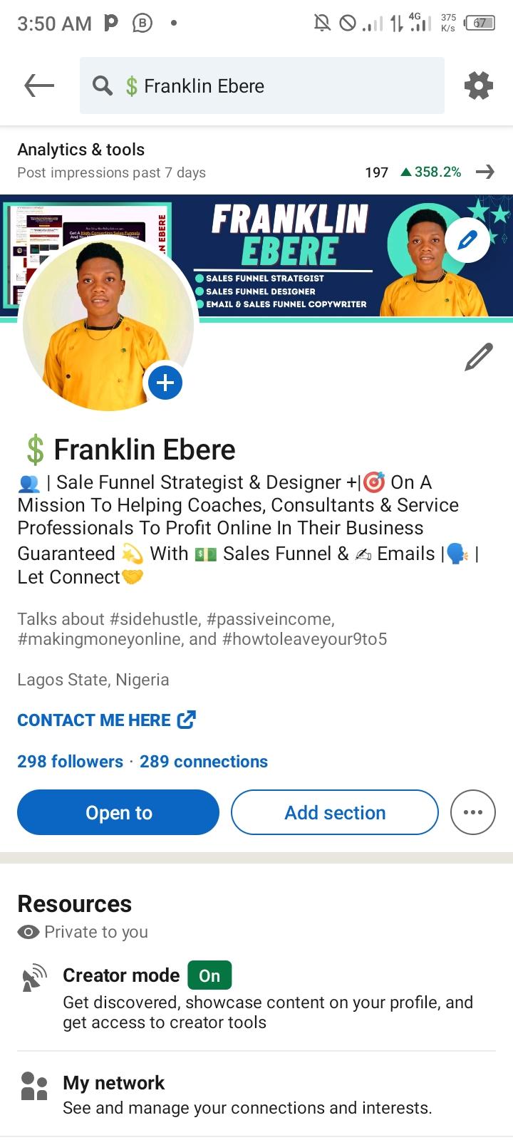 My linkdin profile - image 1 - student project