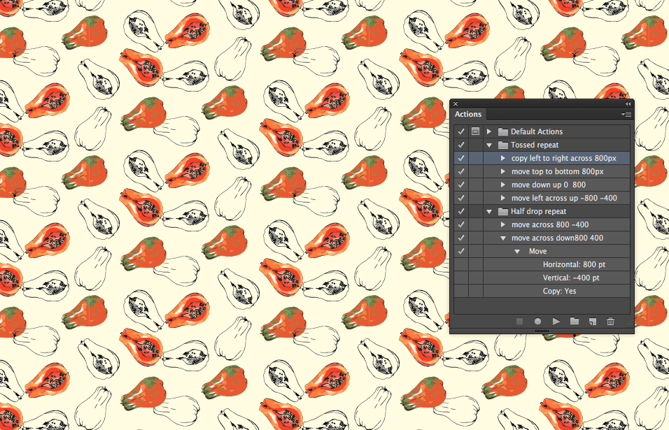 Chillies & stripes and Papaya )Tossed repeat & Half drop repeat - image 3 - student project
