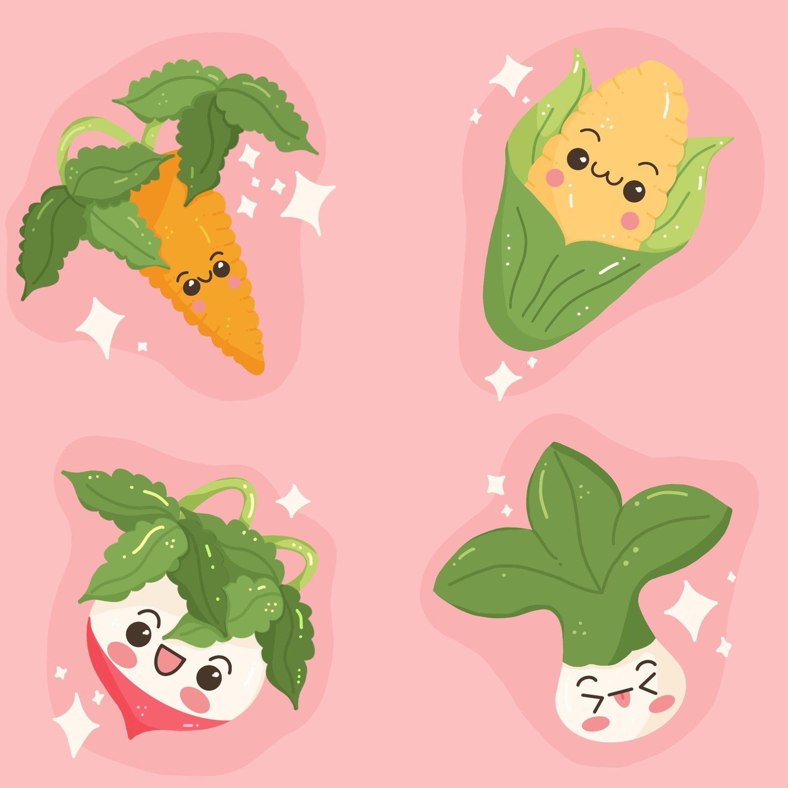 Kawaii Style Vegetable and Fruit Illustrations - image 2 - student project