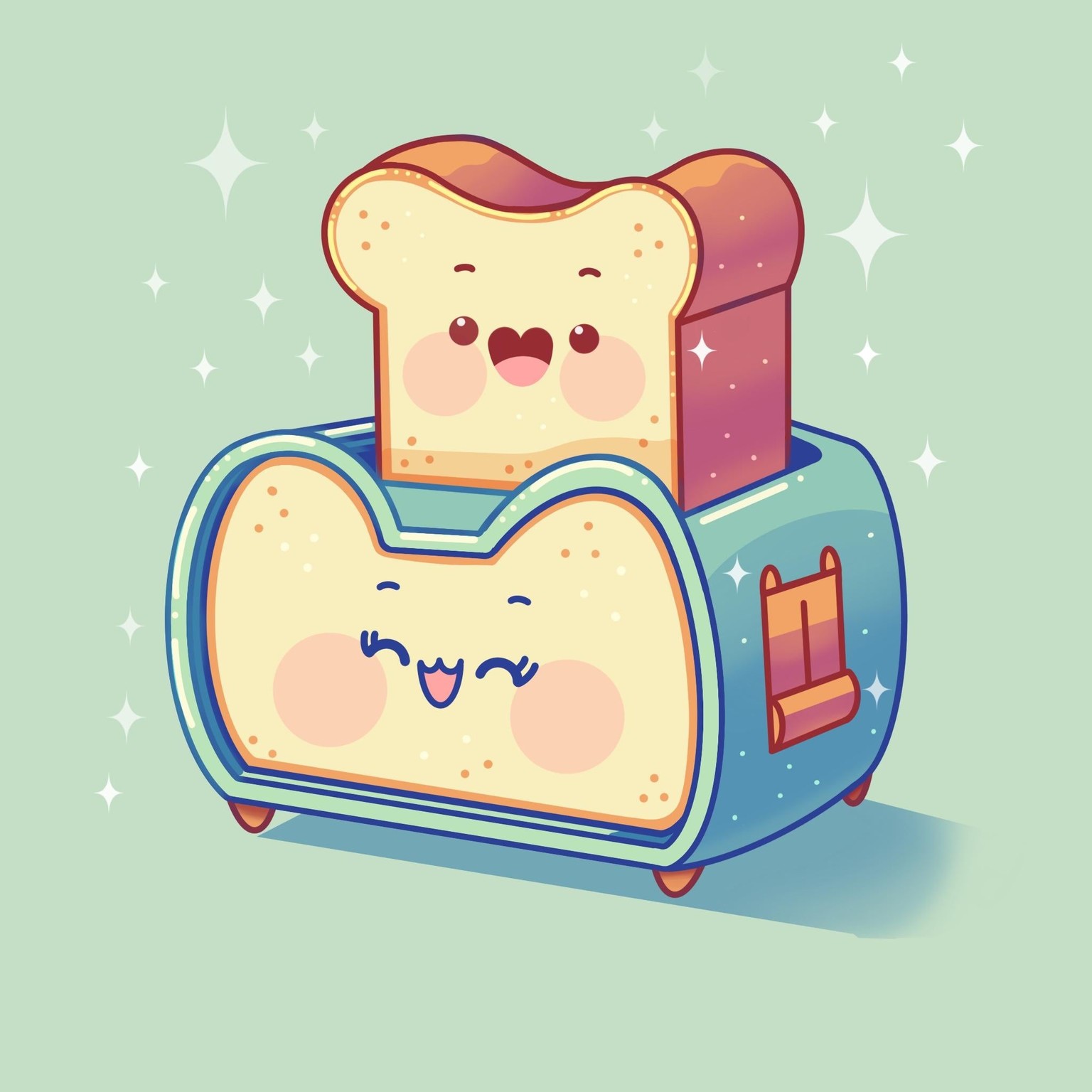 Kawaii Toaster and Bread Illustration - image 1 - student project