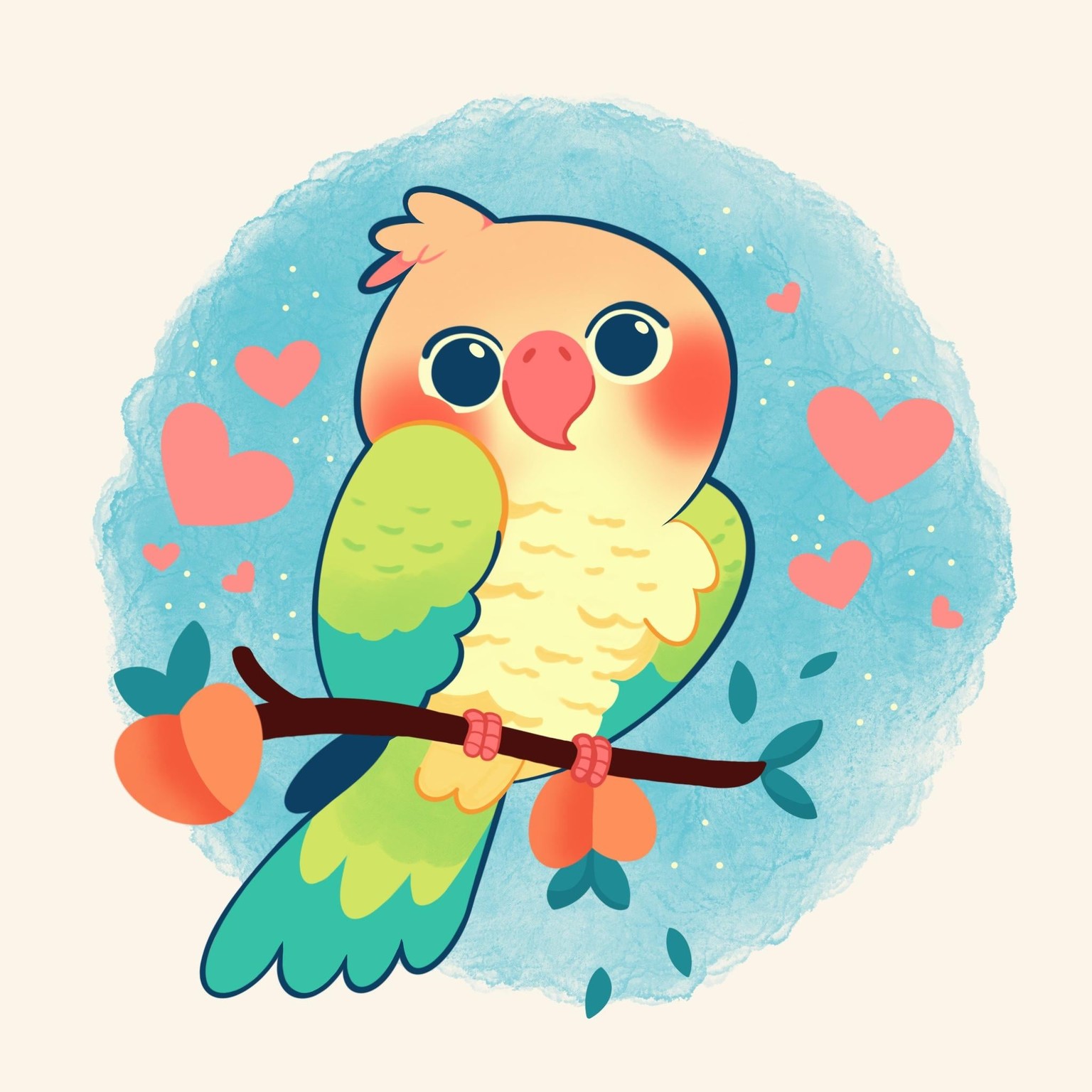 Kawaii Parrot Illustration - image 1 - student project