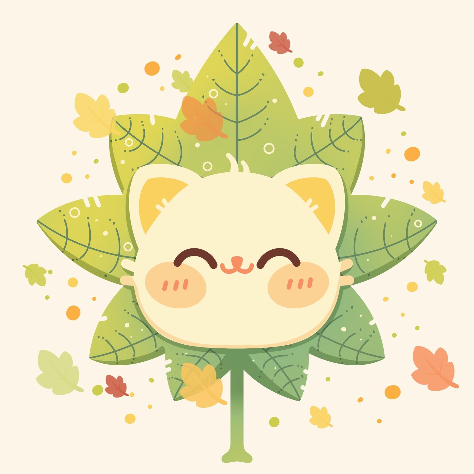 Kawaii Kitty Leaf - image 1 - student project