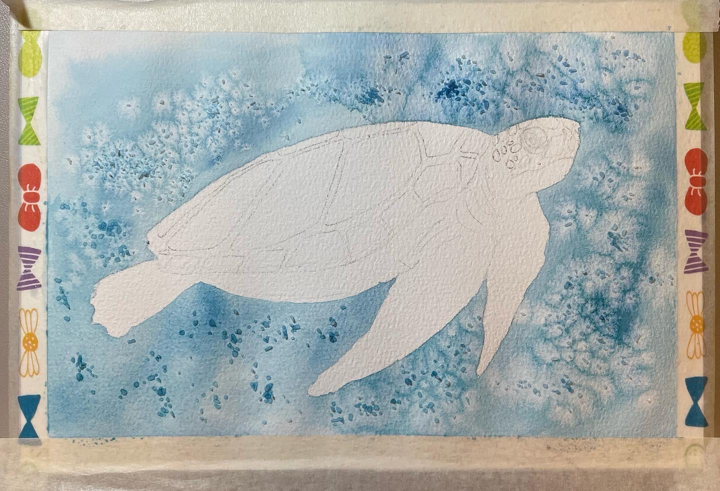 Sea Turtle watercolor - image 3 - student project