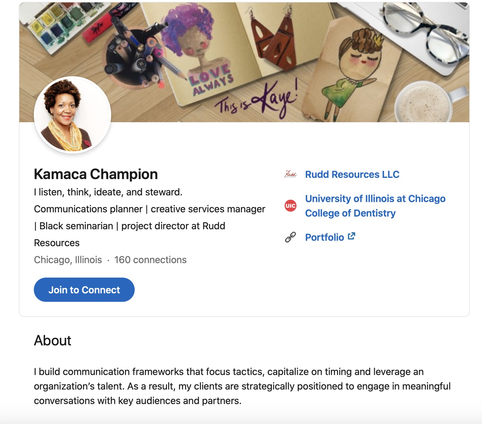 Kamaca Champion updating LinkedIn profile - image 1 - student project