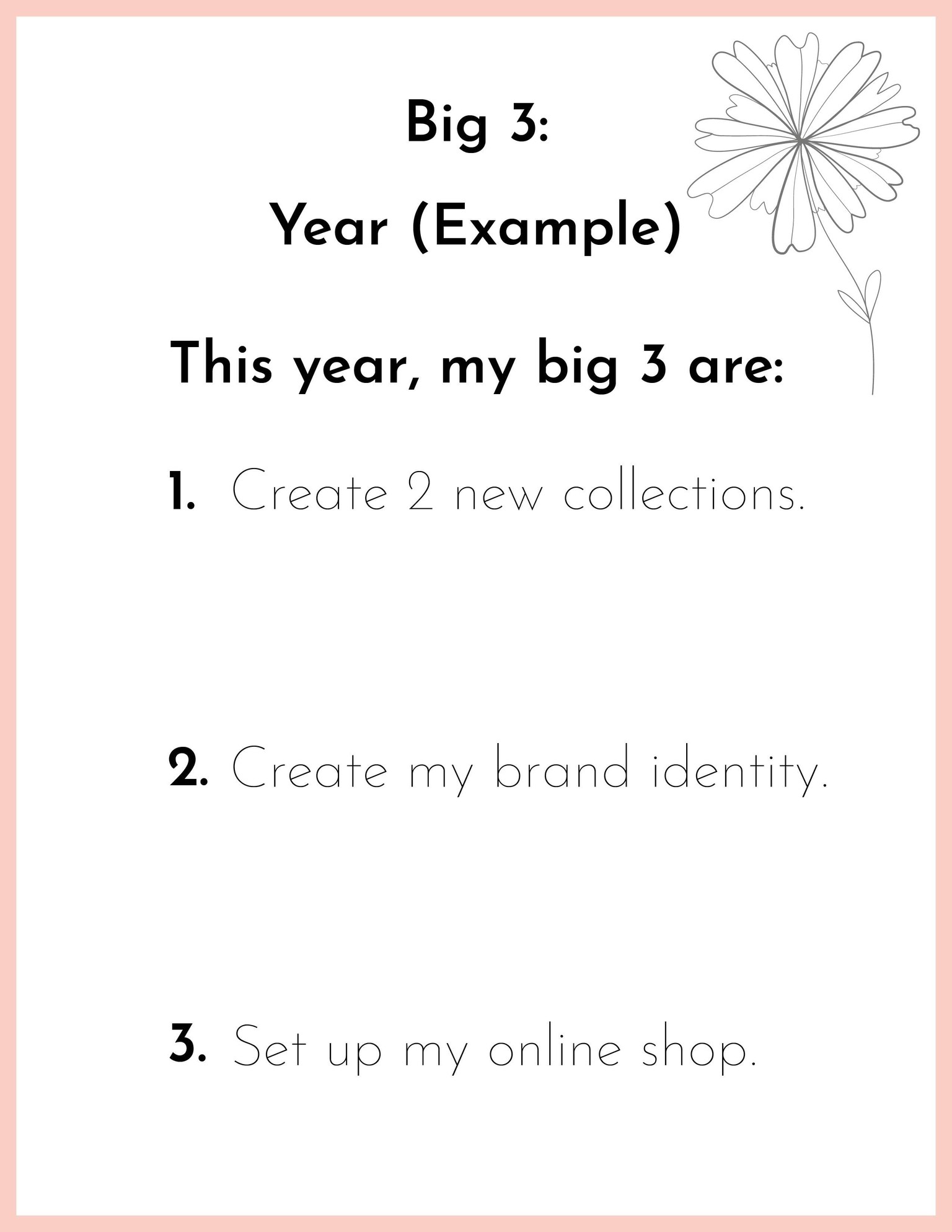 Sample Big 3 Goals and Schedule - image 1 - student project
