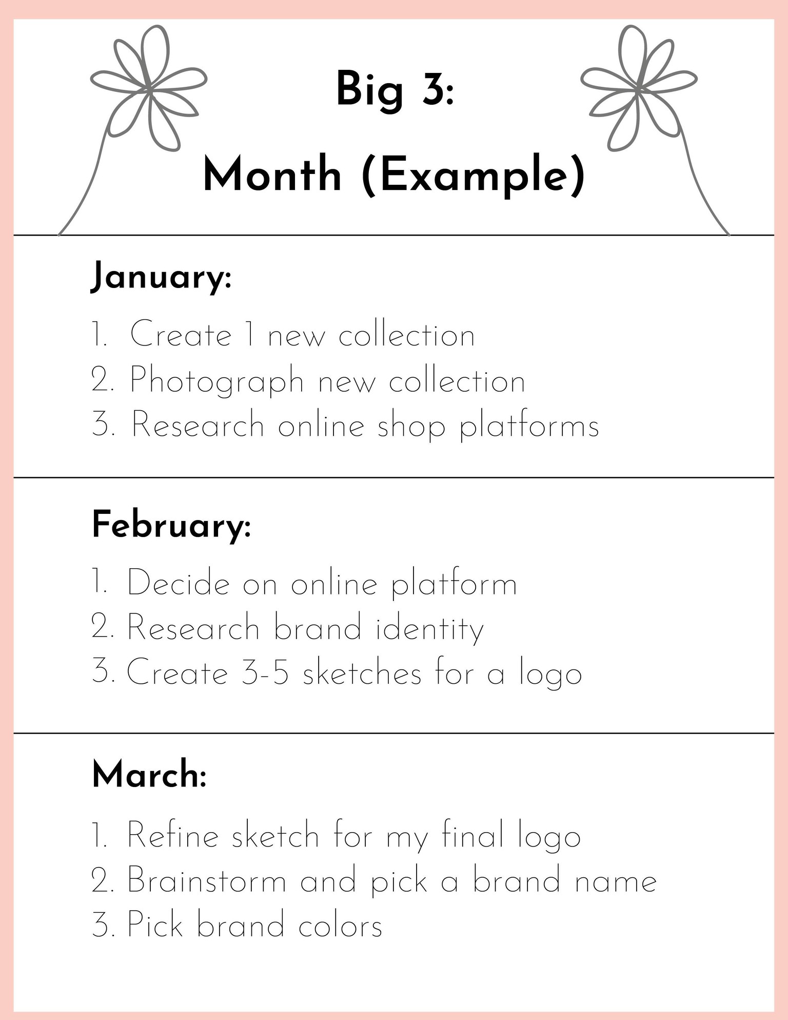 Sample Big 3 Goals and Schedule - image 2 - student project