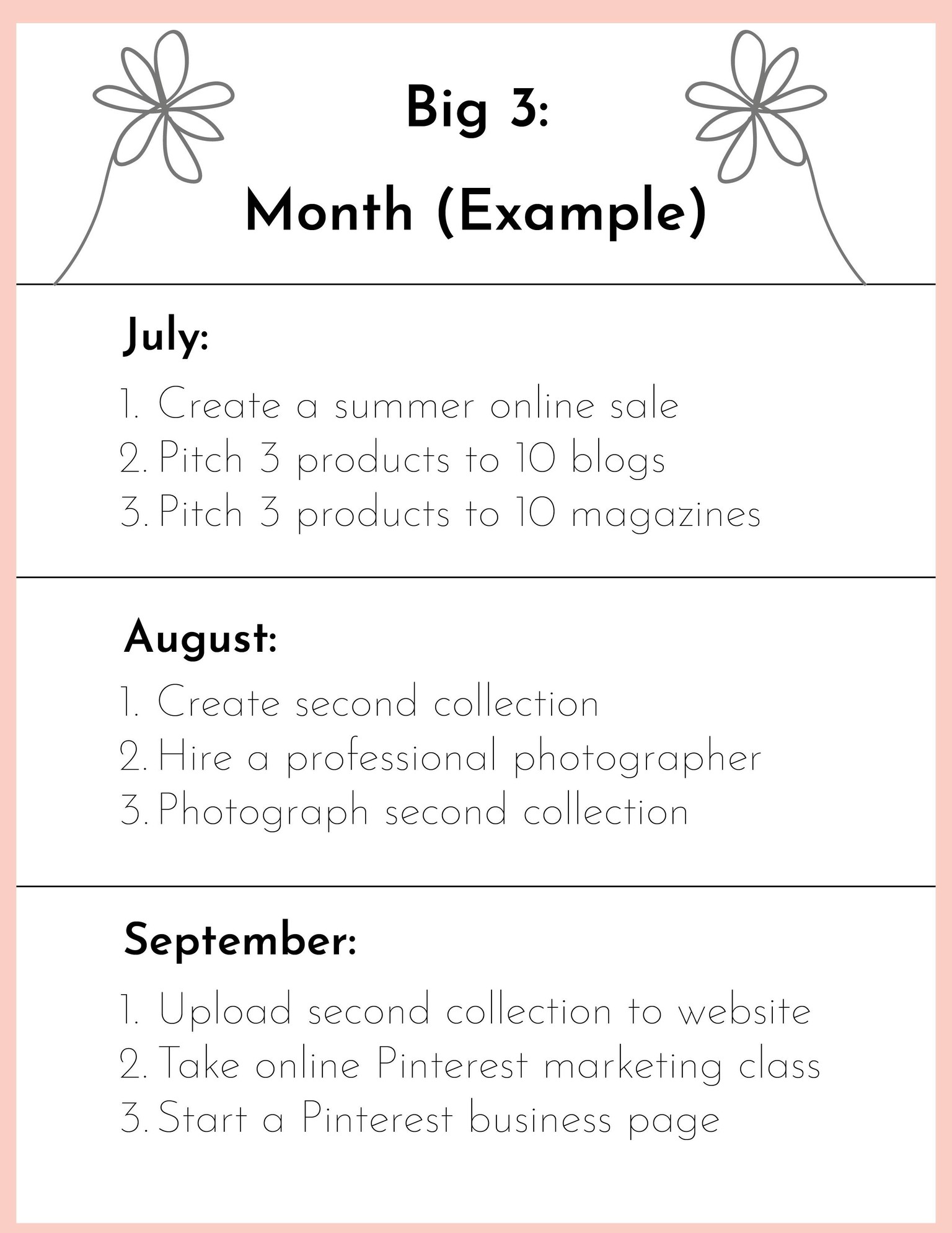 Sample Big 3 Goals and Schedule - image 4 - student project