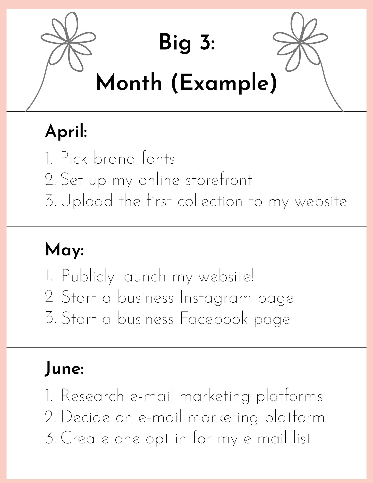 Sample Big 3 Goals and Schedule - image 3 - student project