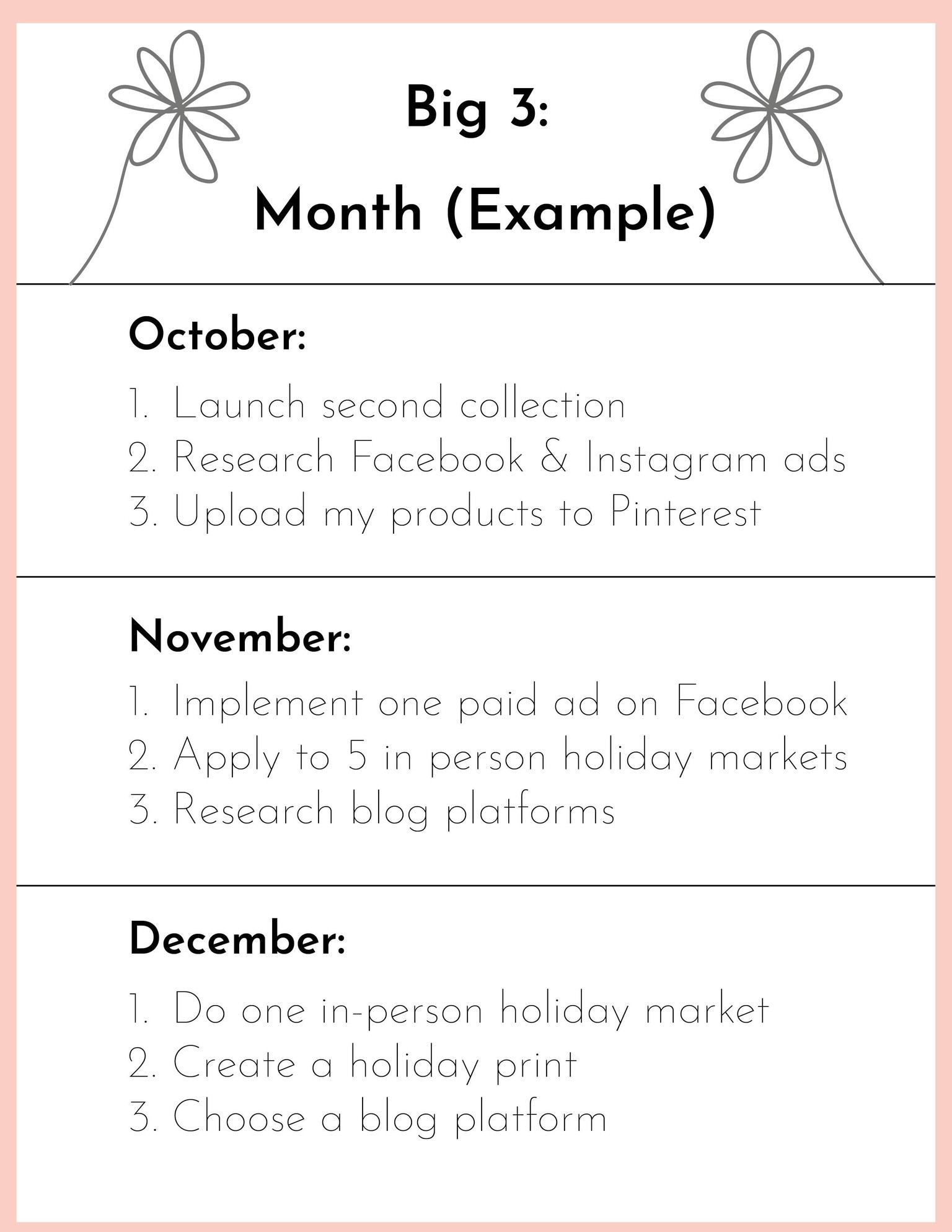Sample Big 3 Goals and Schedule - image 5 - student project