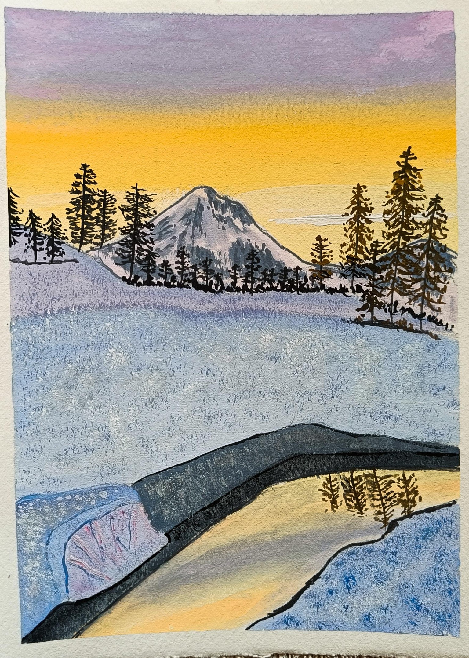 Winterscape Gouache Painting - image 2 - student project