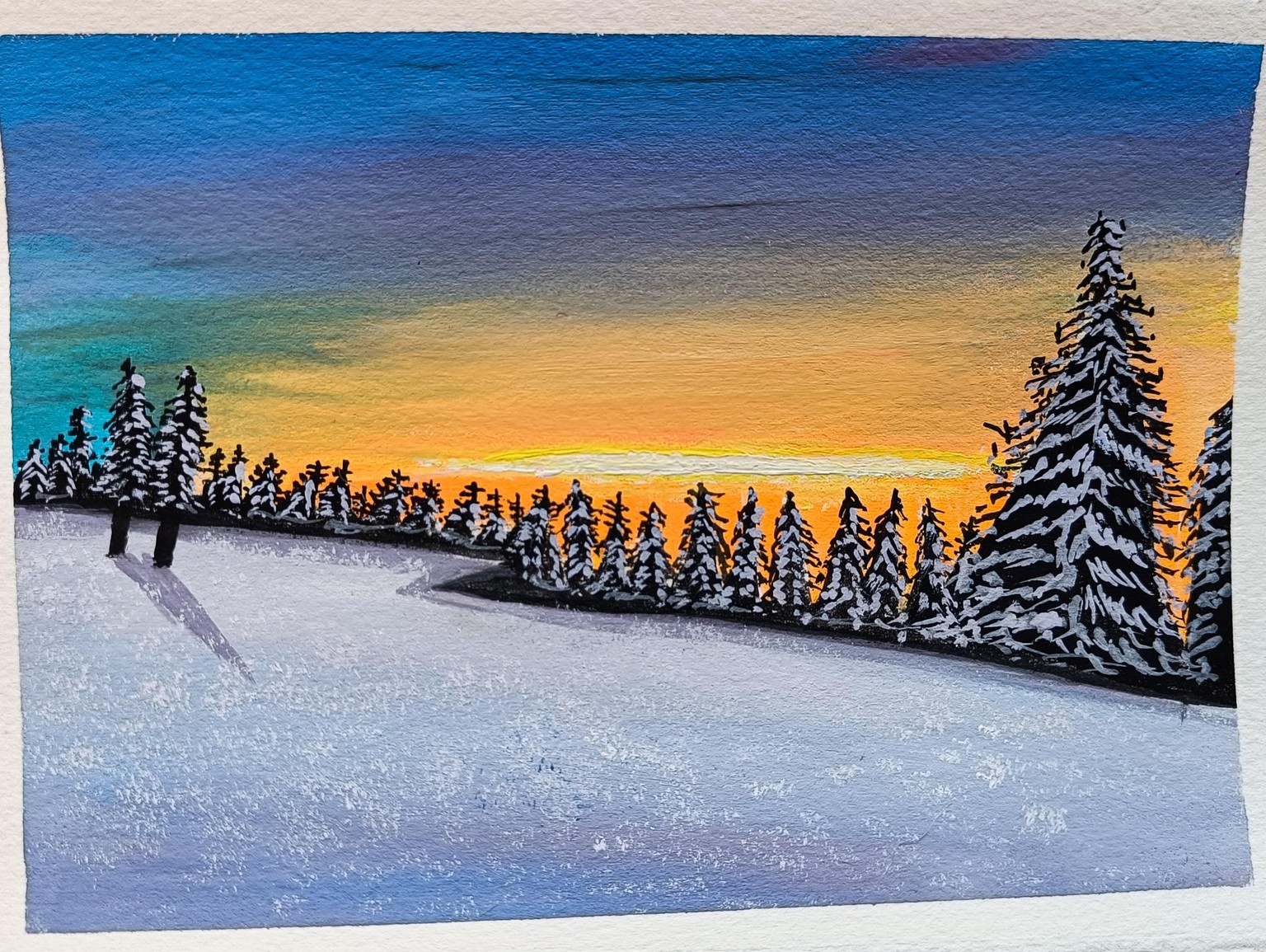 Winterscape Gouache Painting - image 1 - student project