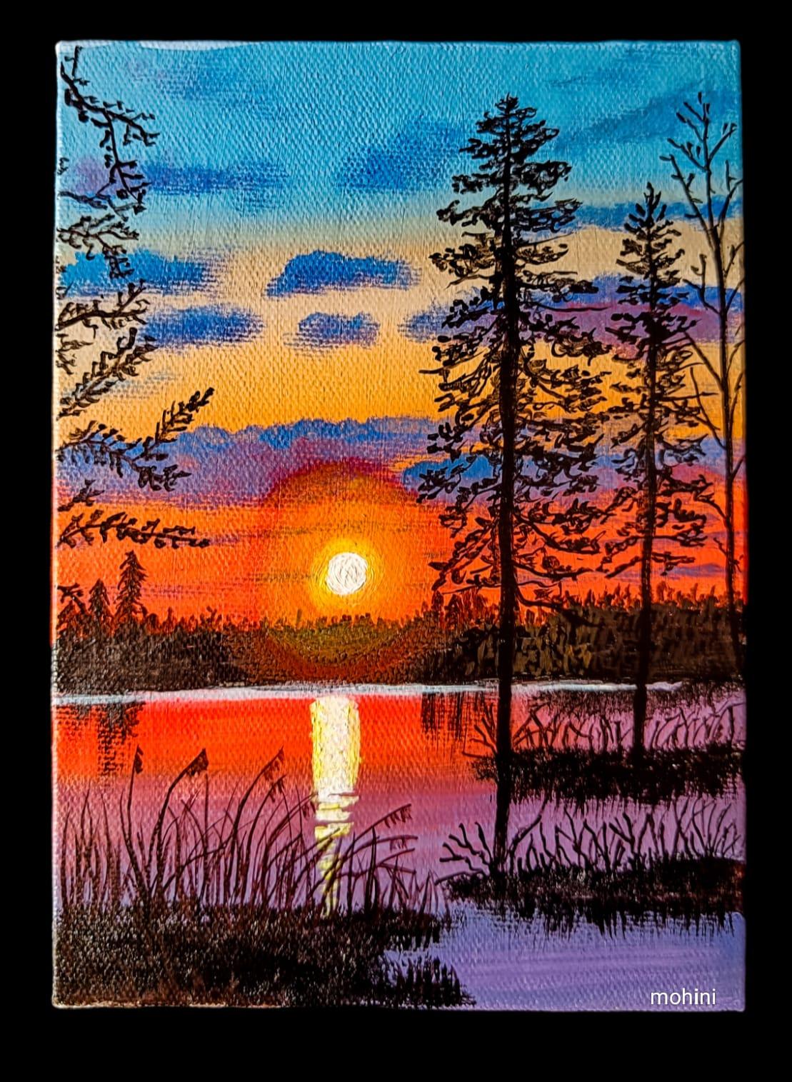 Lakeside Sunset Painting - image 1 - student project