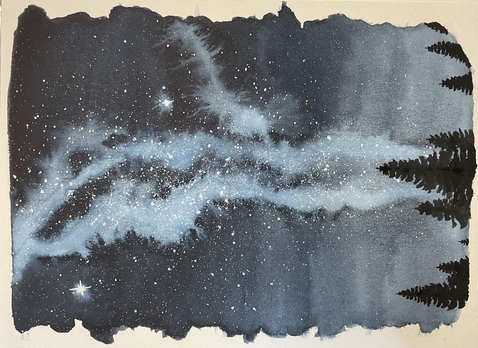 Watercolor milky way night sky - image 1 - student project