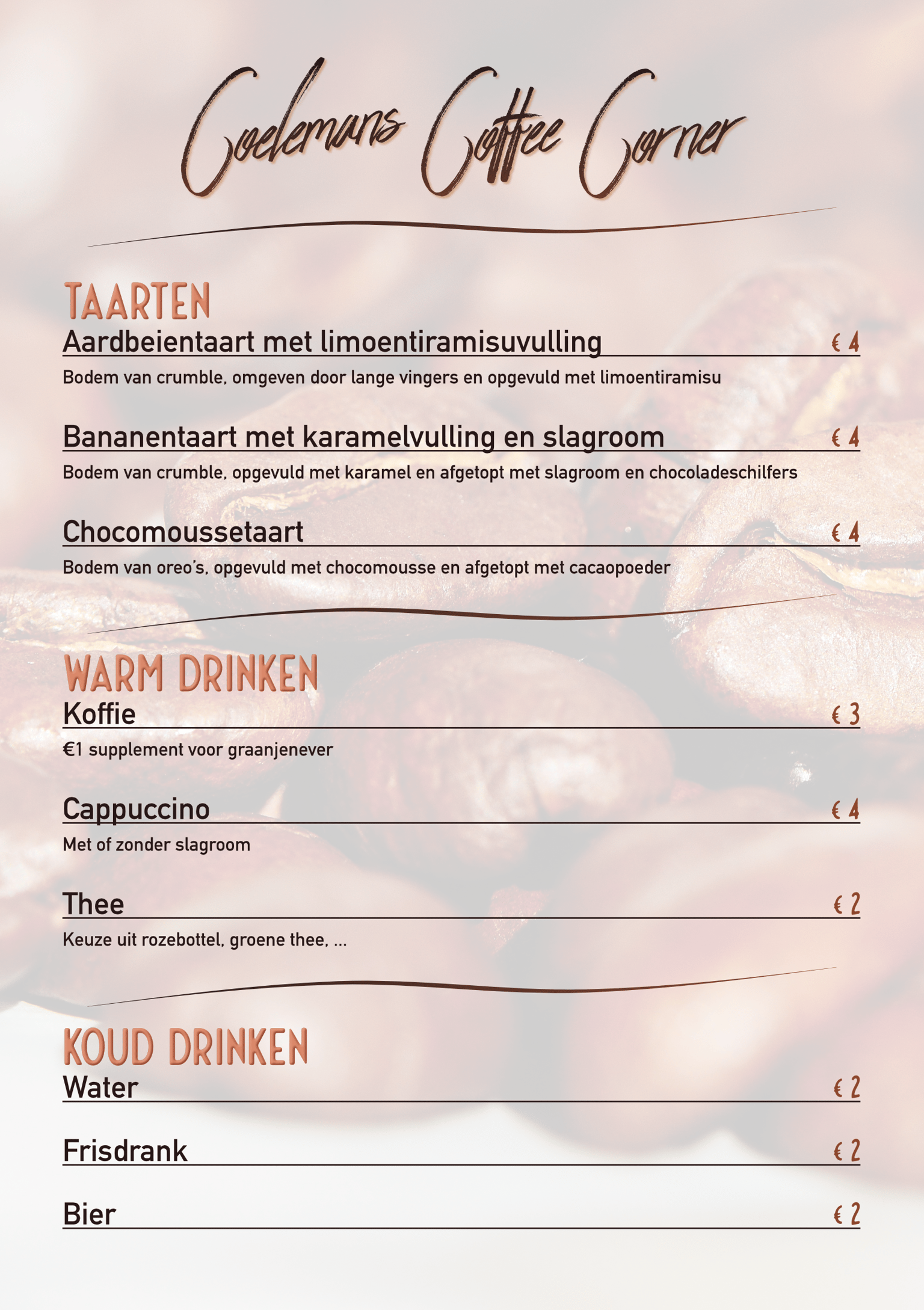 Menu Coffee Corner - image 1 - student project