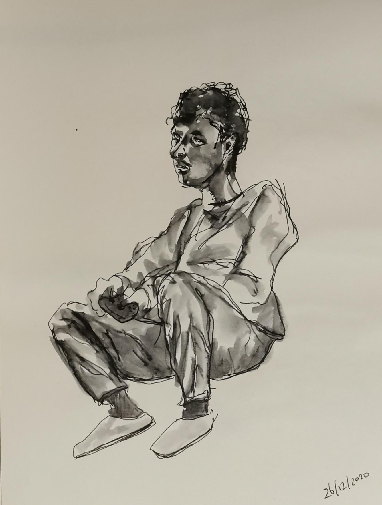 sketching people with watercolor and fountain pen - image 2 - student project
