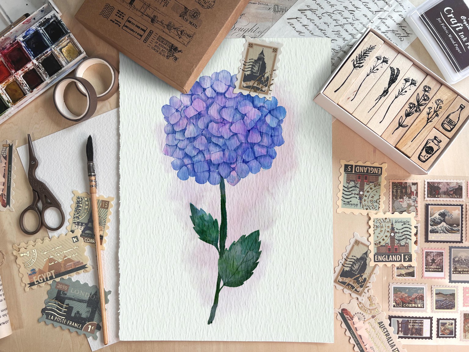 Watercolor hydrangea - image 1 - student project