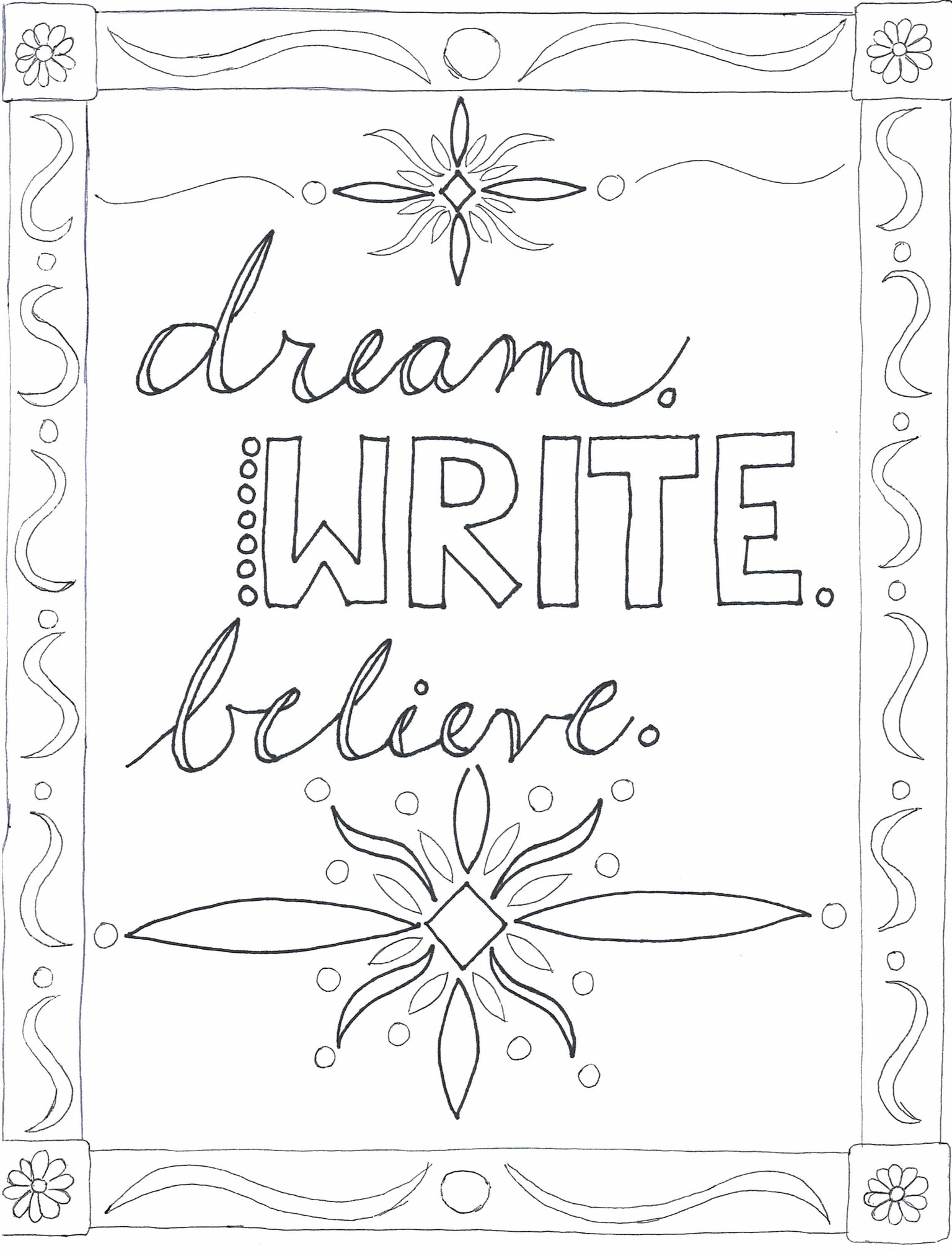 Dream, Write, Believe - First Colouring Page - image 1 - student project