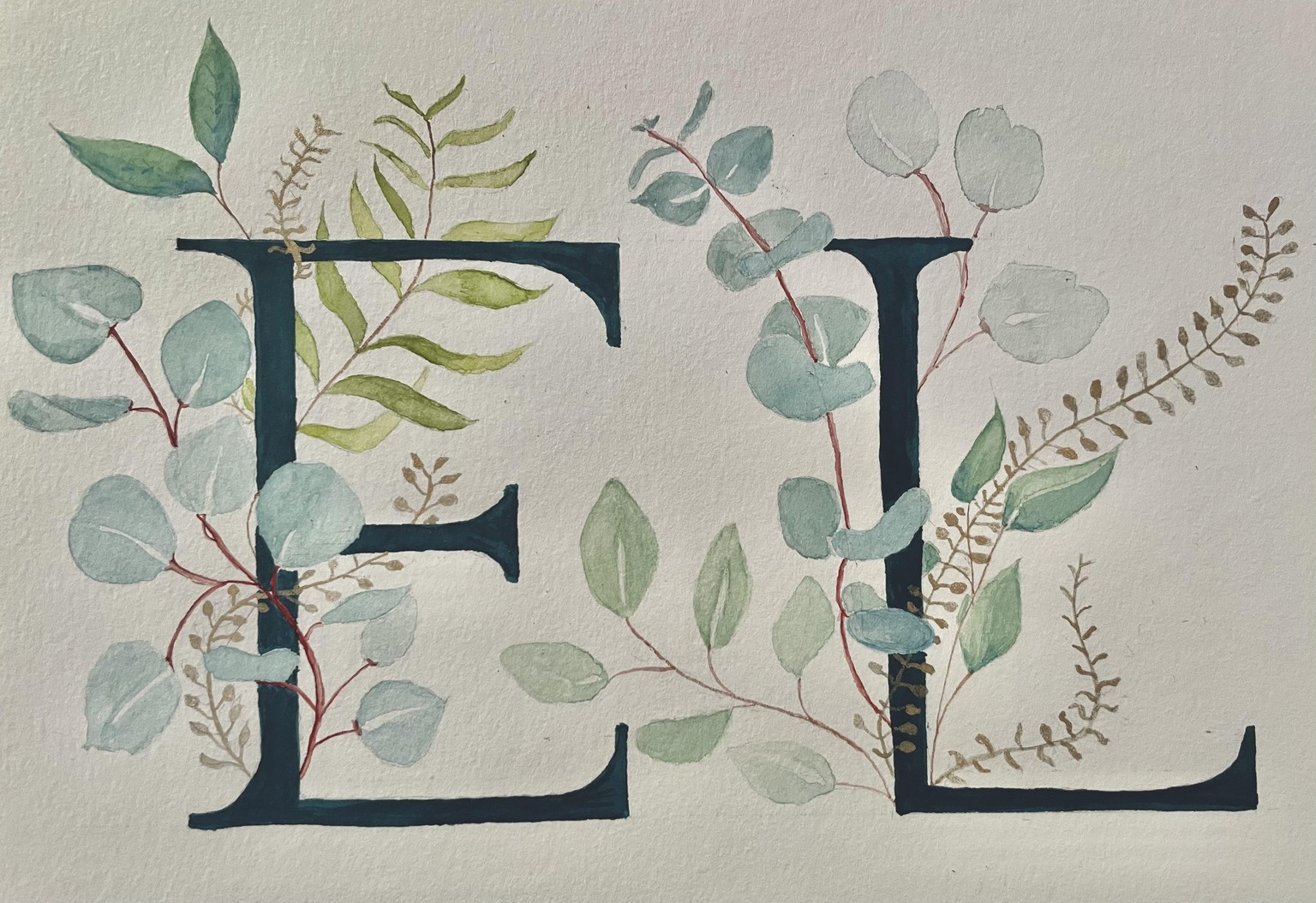 Initials with eucalyptus - image 1 - student project