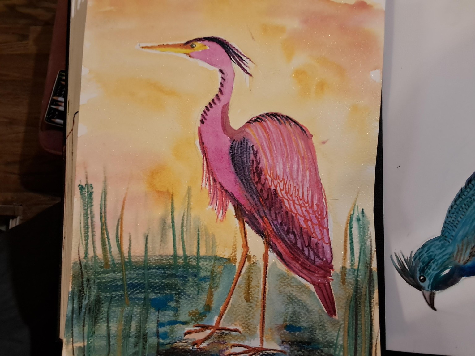 Fantasy birds, watercolour  and watercolour pencils - image 2 - student project