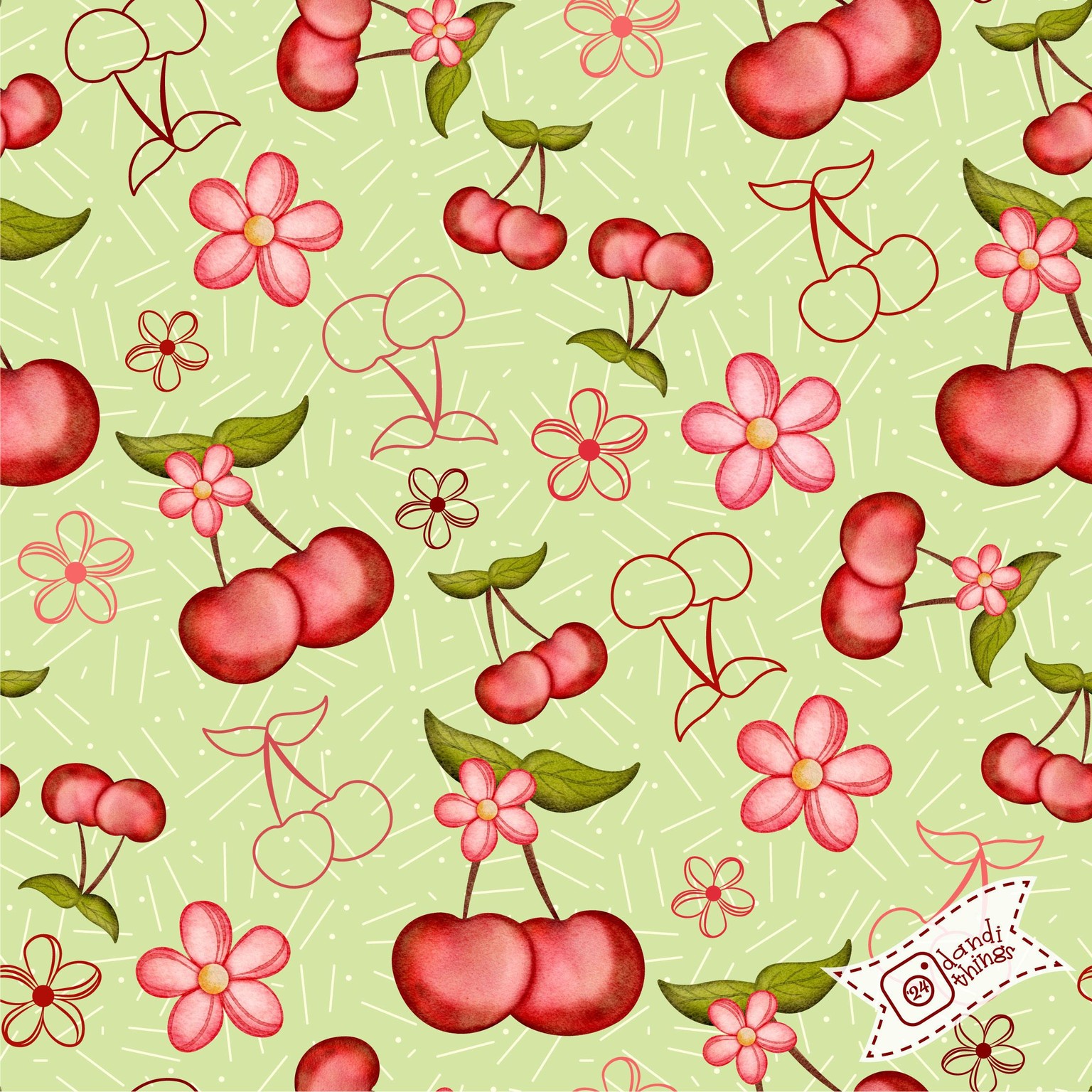 Tossed Cherries and Blossom Pattern - image 1 - student project