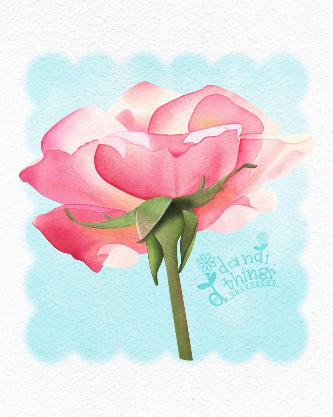 A Watercolor Rose Adapted For Procreate - image 1 - student project