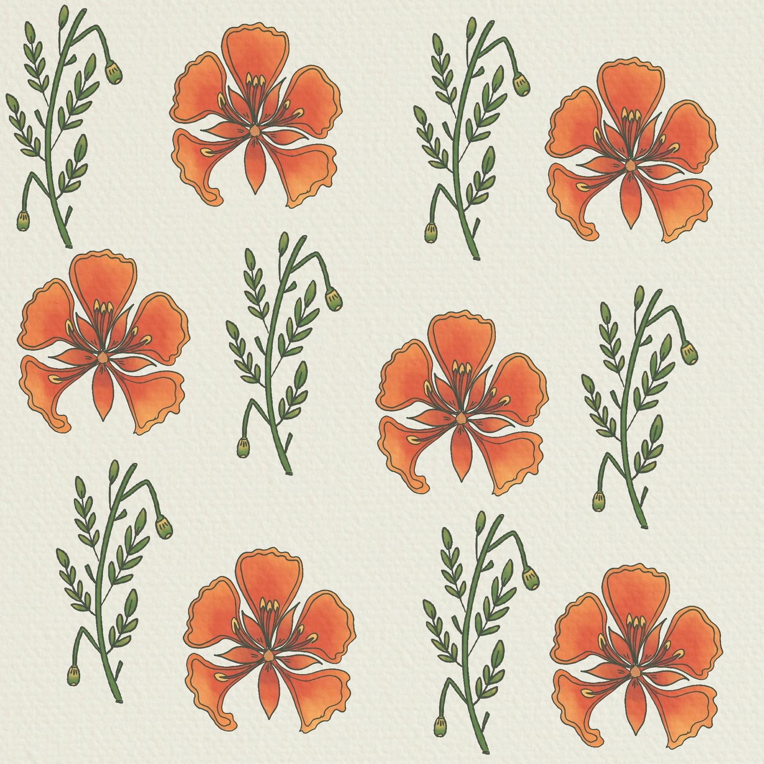 Botanical Illustration Pattern - image 1 - student project