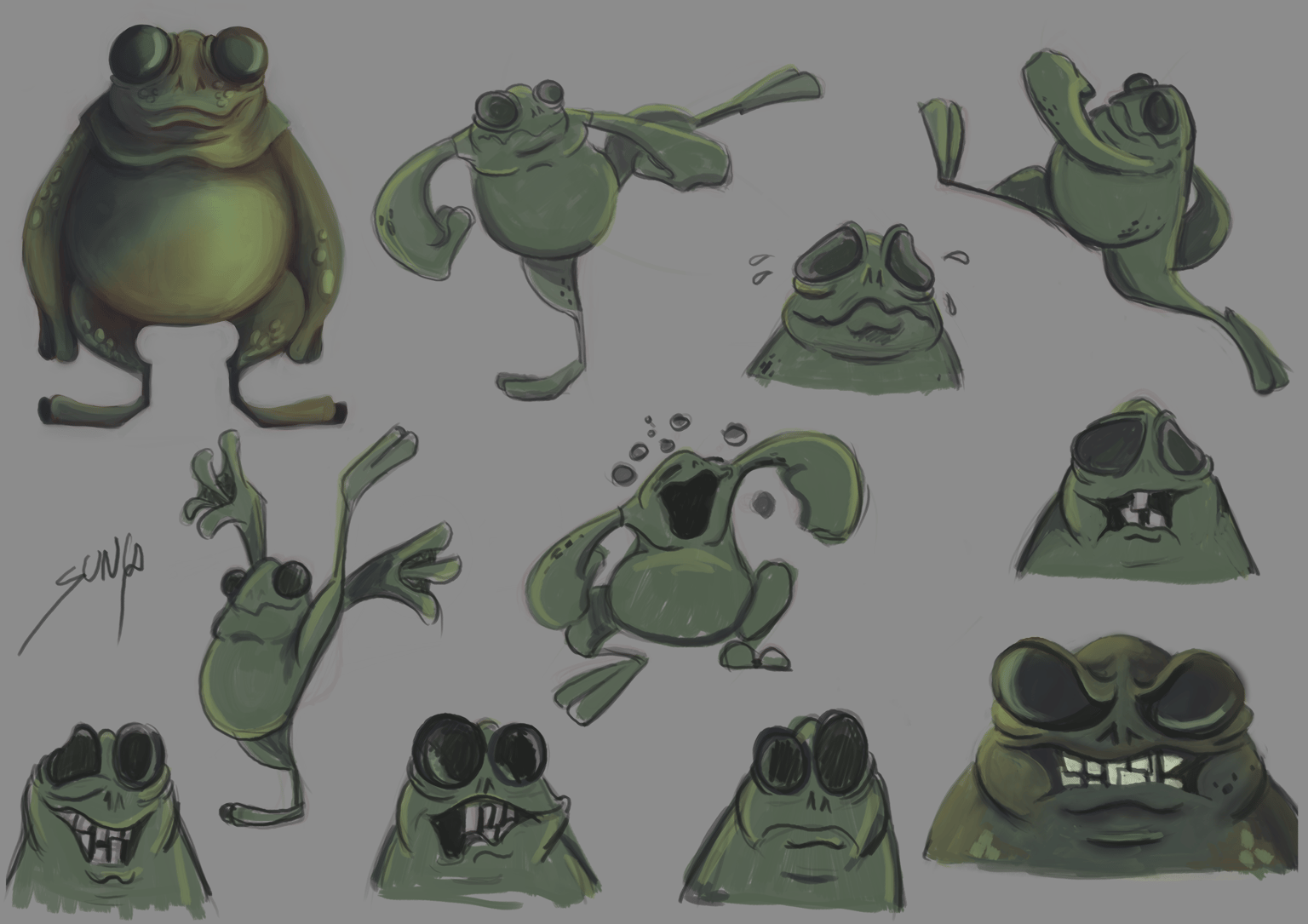 Viking Frog - Character Concept (Model Sheet) - image 6 - student project