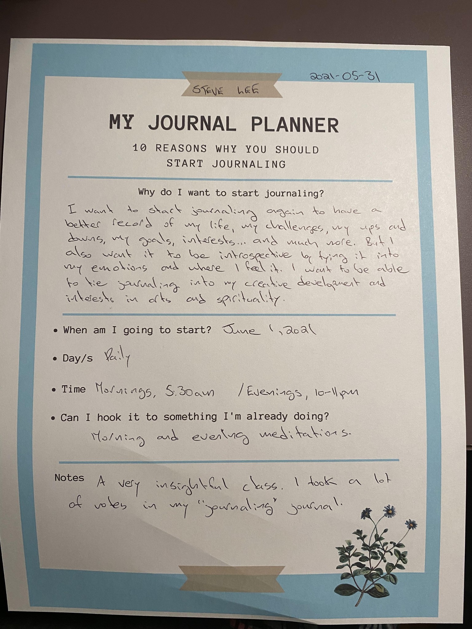 Steve’s Journal Planner - image 1 - student project