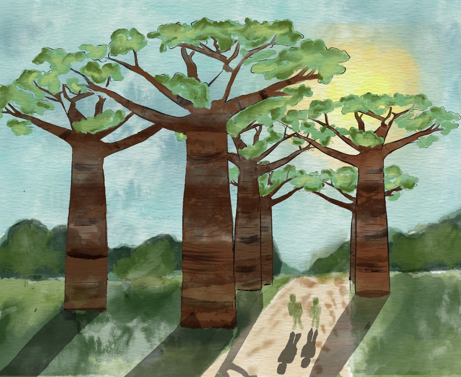 Watercolor trees - image 1 - student project