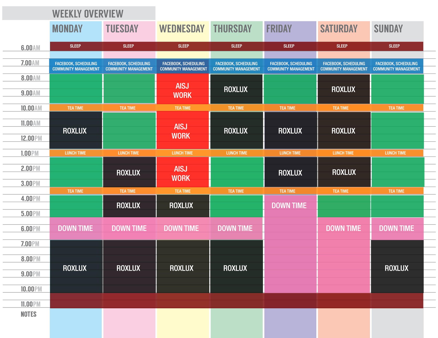 My Weeks Schedule - image 1 - student project