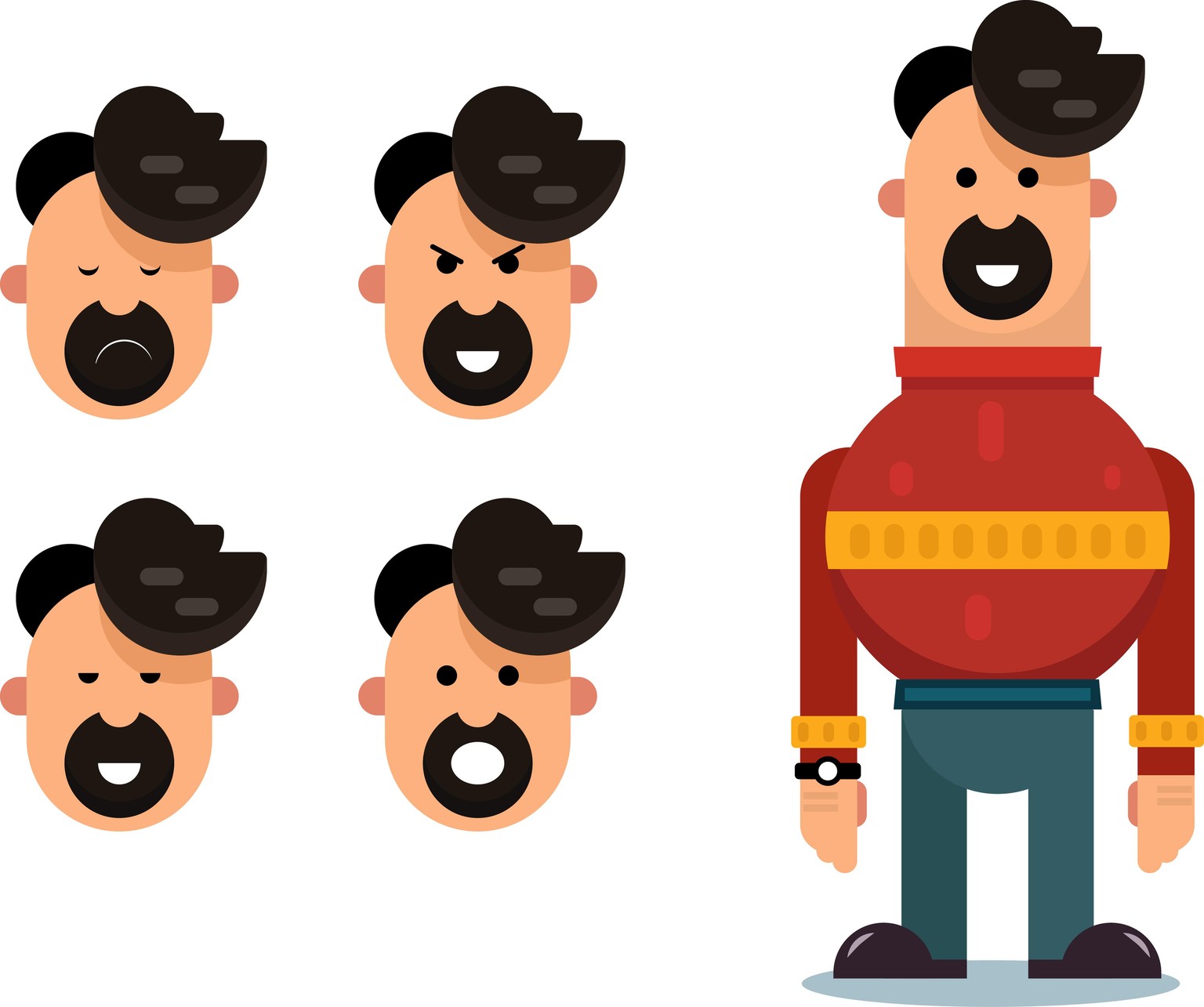 Flat Character Design with Expressions - image 1 - student project