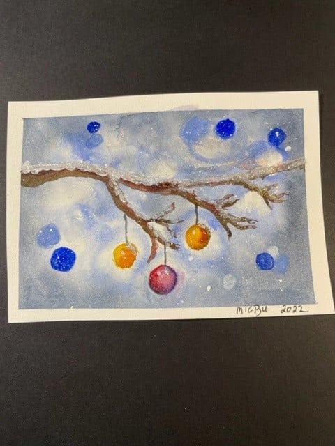 Let's create Christmas cards with watercolors!  Liisa Halttunen - image 2 - student project