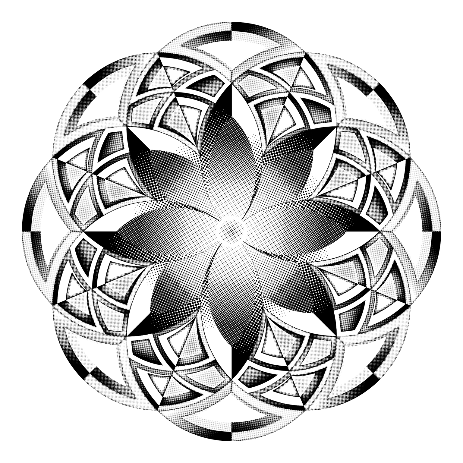 Halftone mandala - image 2 - student project
