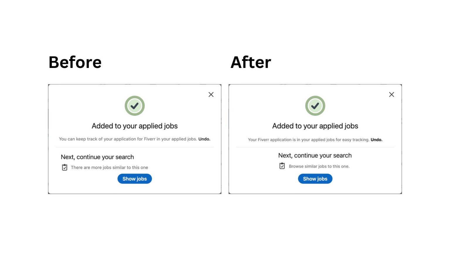 LinkedIn Post-Apply Microcopy Redo - image 1 - student project