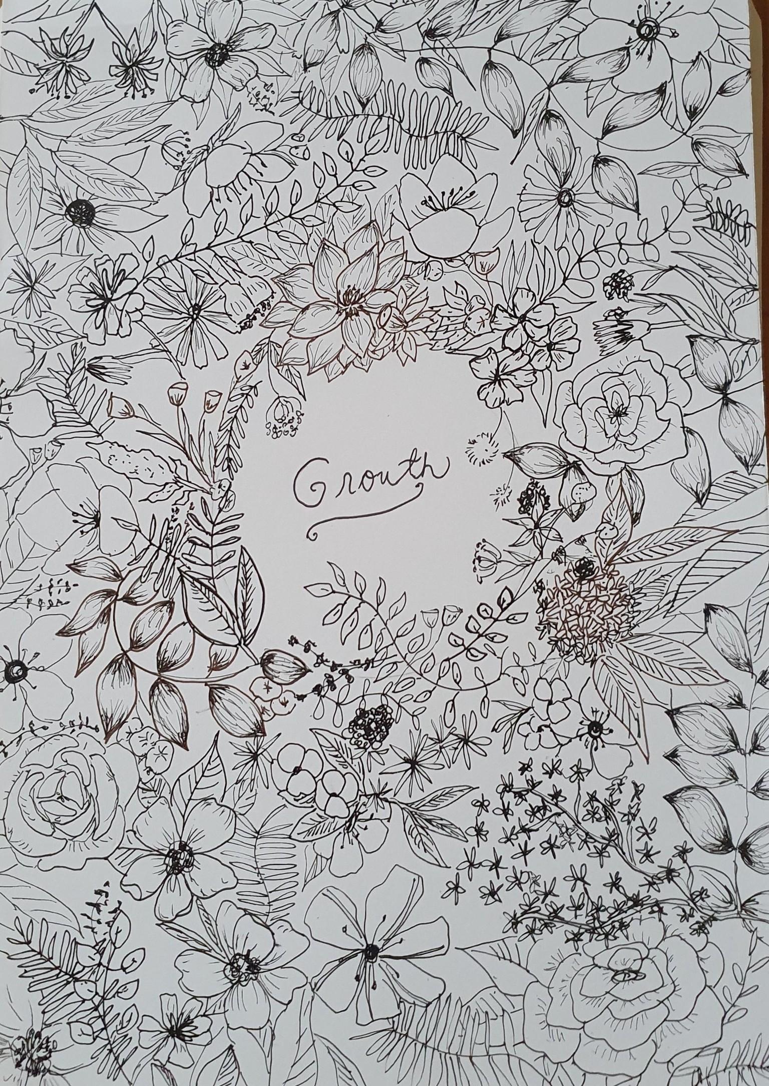 Flowers and leaves doodle - image 2 - student project