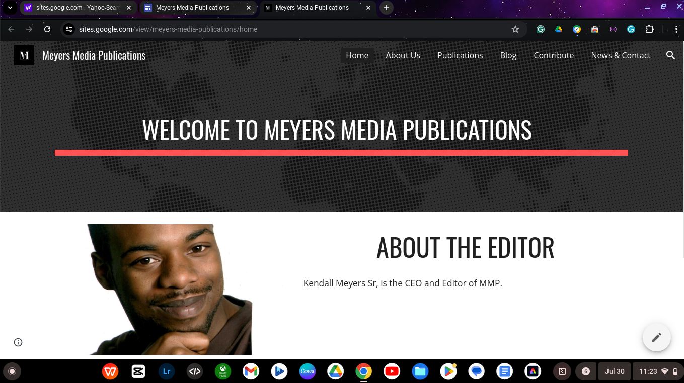 Meyers Media Publications Google Sites website - image 1 - student project