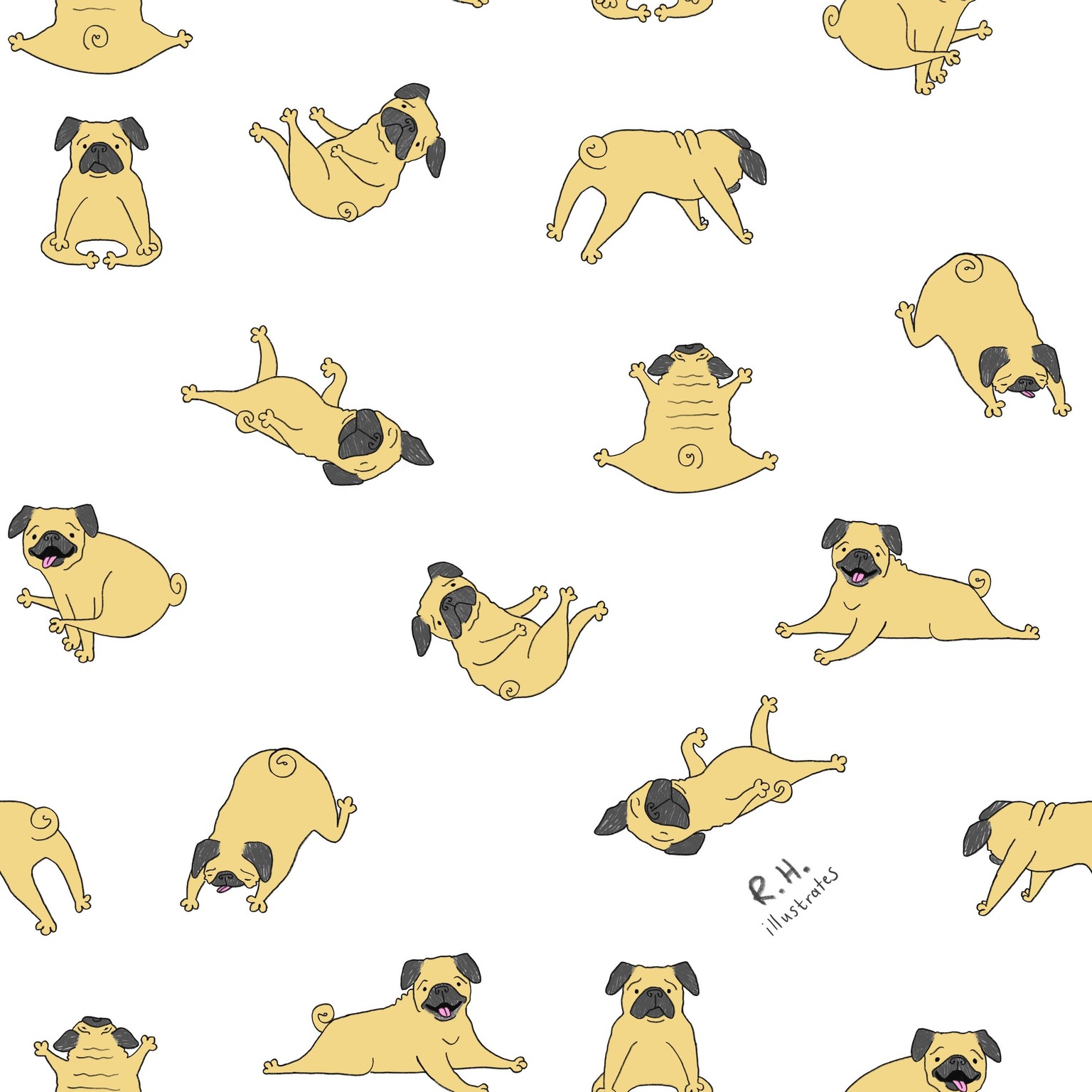 Yoga Pug Pattern - image 2 - student project