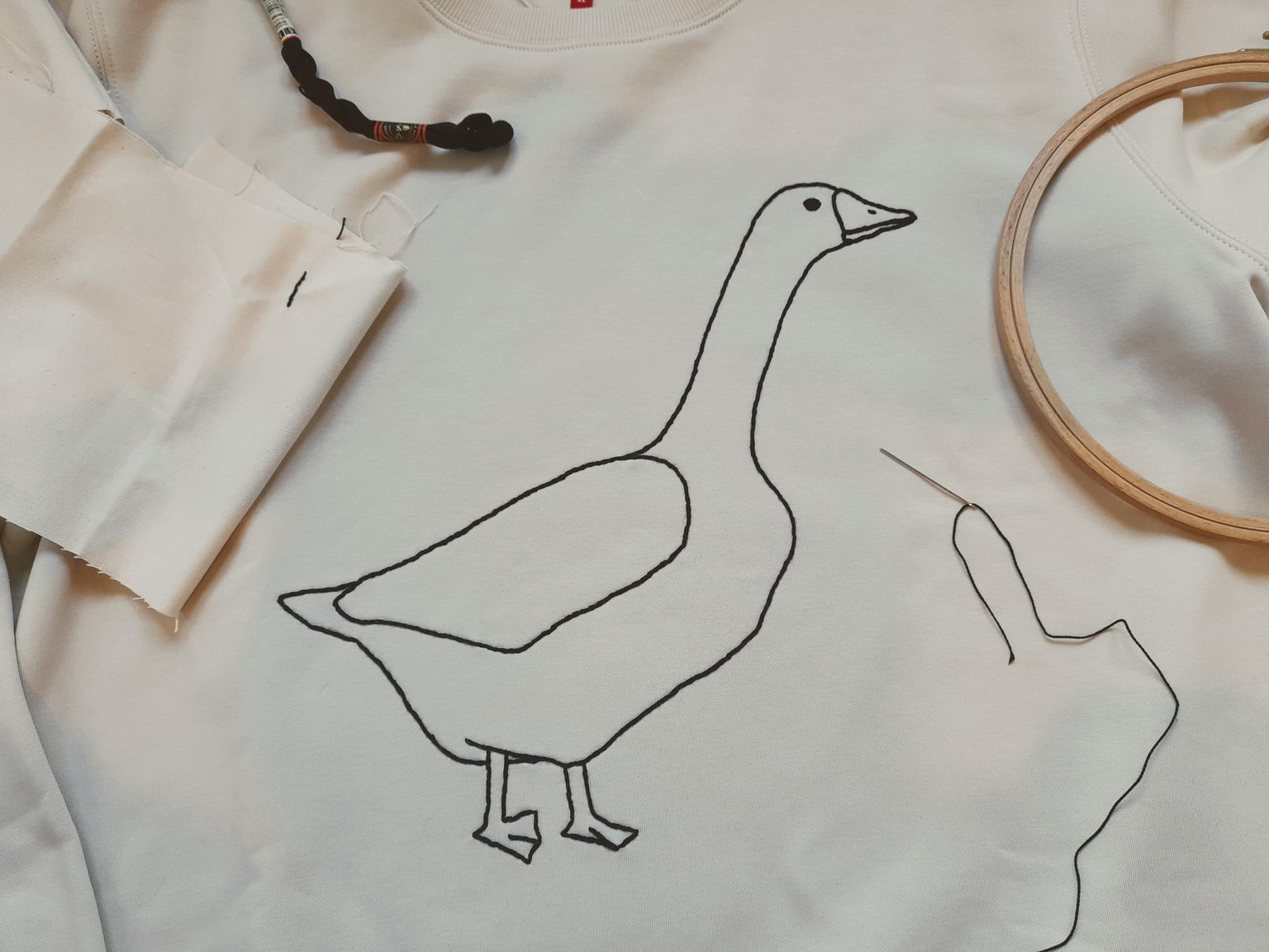 embroidery goose sweatshirt - image 1 - student project