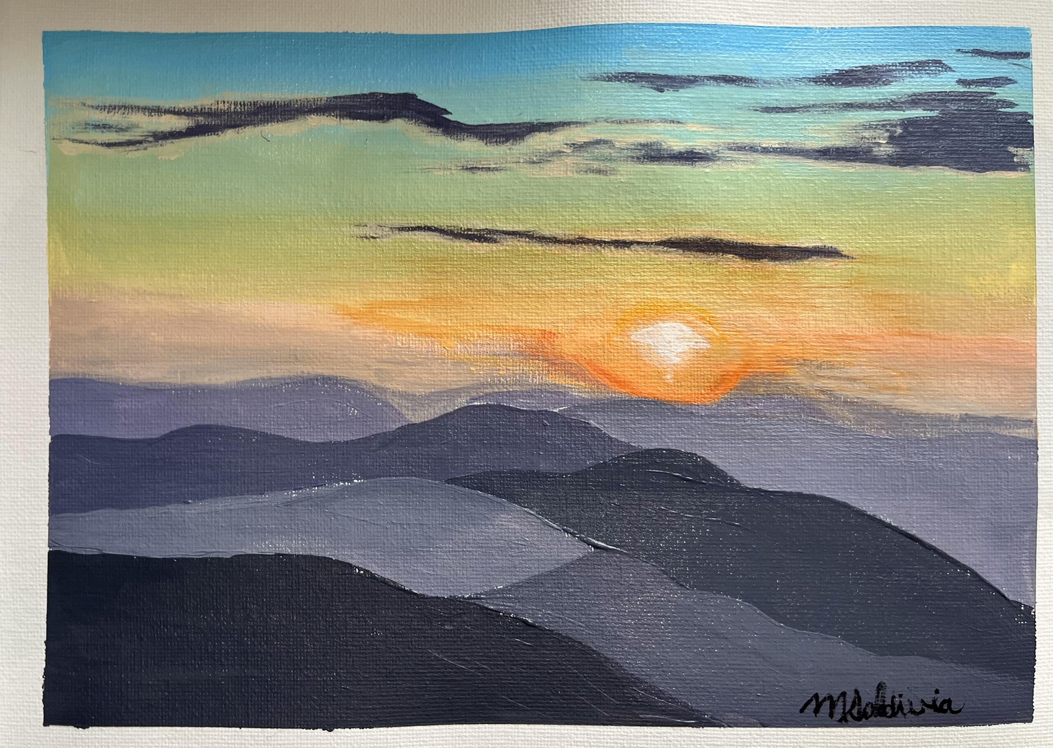 Acrylic Landscape With Sunset - image 1 - student project