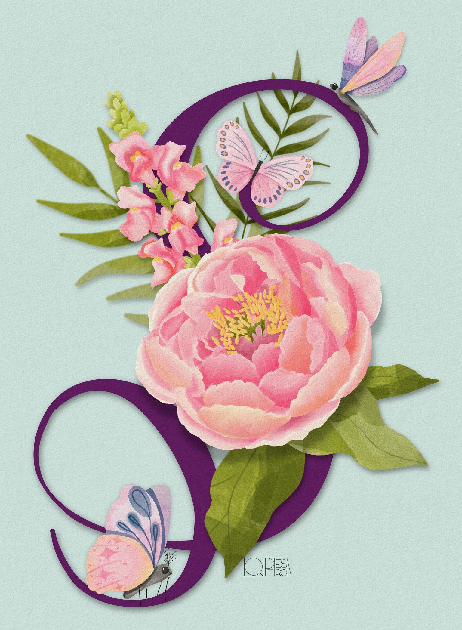 Watercolor florals for my mom (also named Sandra) - image 2 - student project