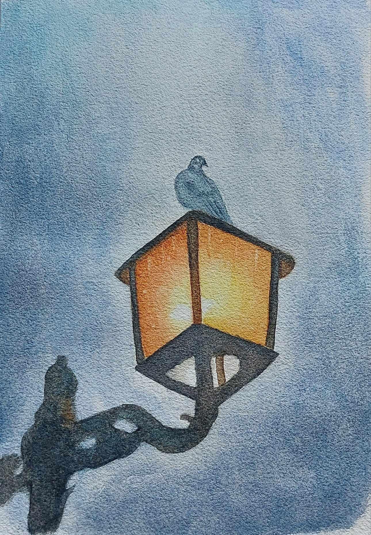 Glowing lights with watercolor - image 1 - student project