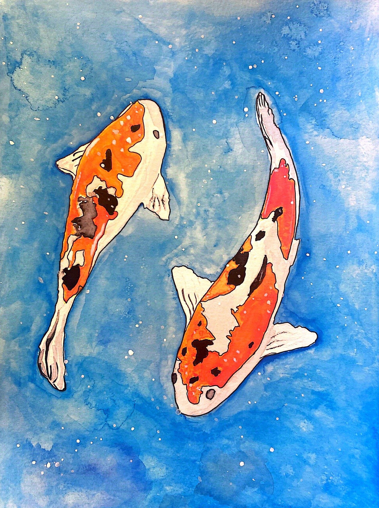 Koi Fish 1st Watercolor try - image 1 - student project