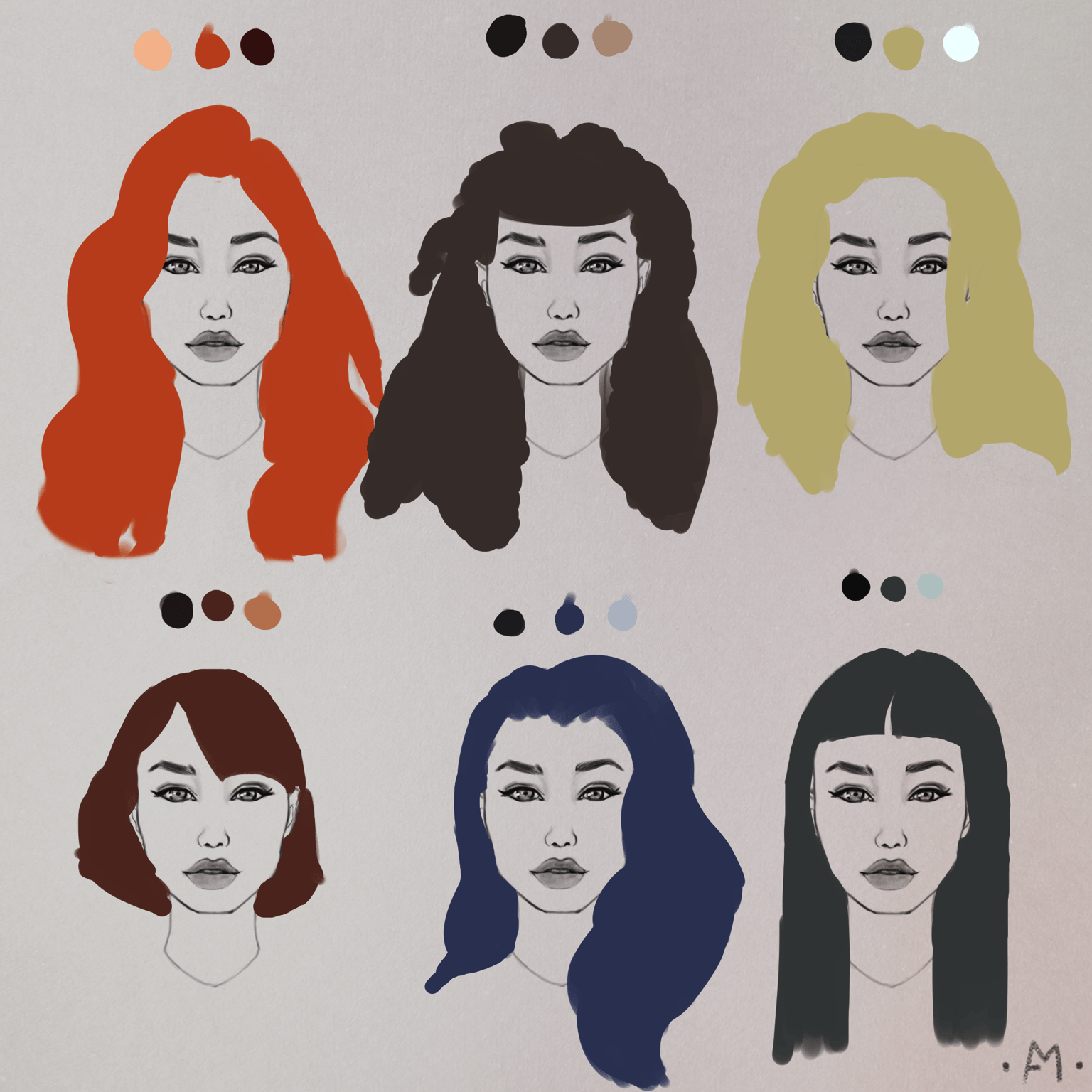 Student project: Digital Art : Painting Realistic Hair - by Margarita Bourkova - image 1 - student project