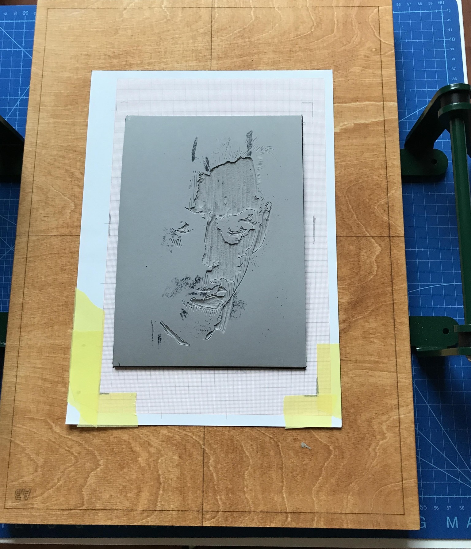 Paul Auster as a black and white linocut - image 2 - student project