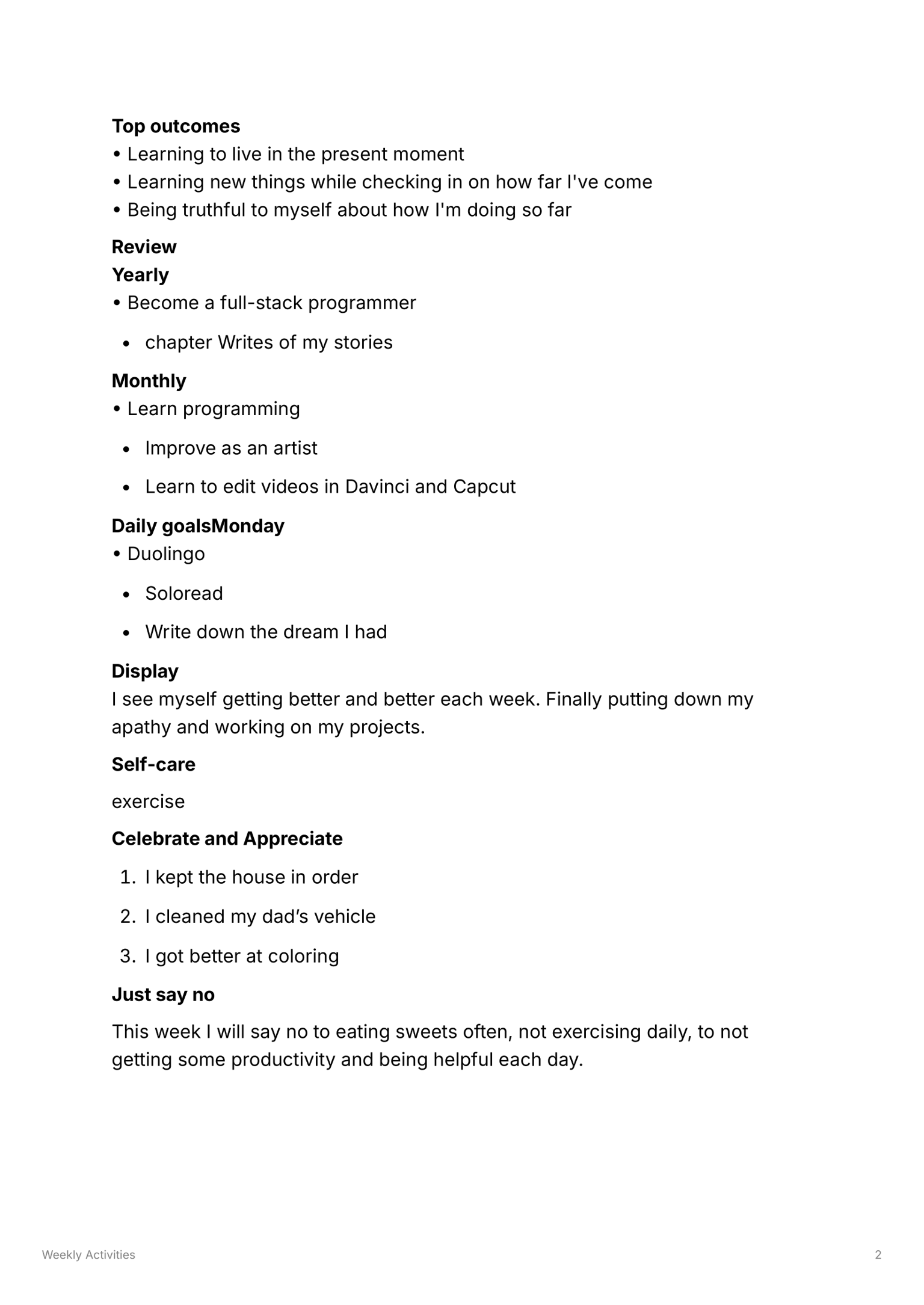 Weekly Activities - image 2 - student project