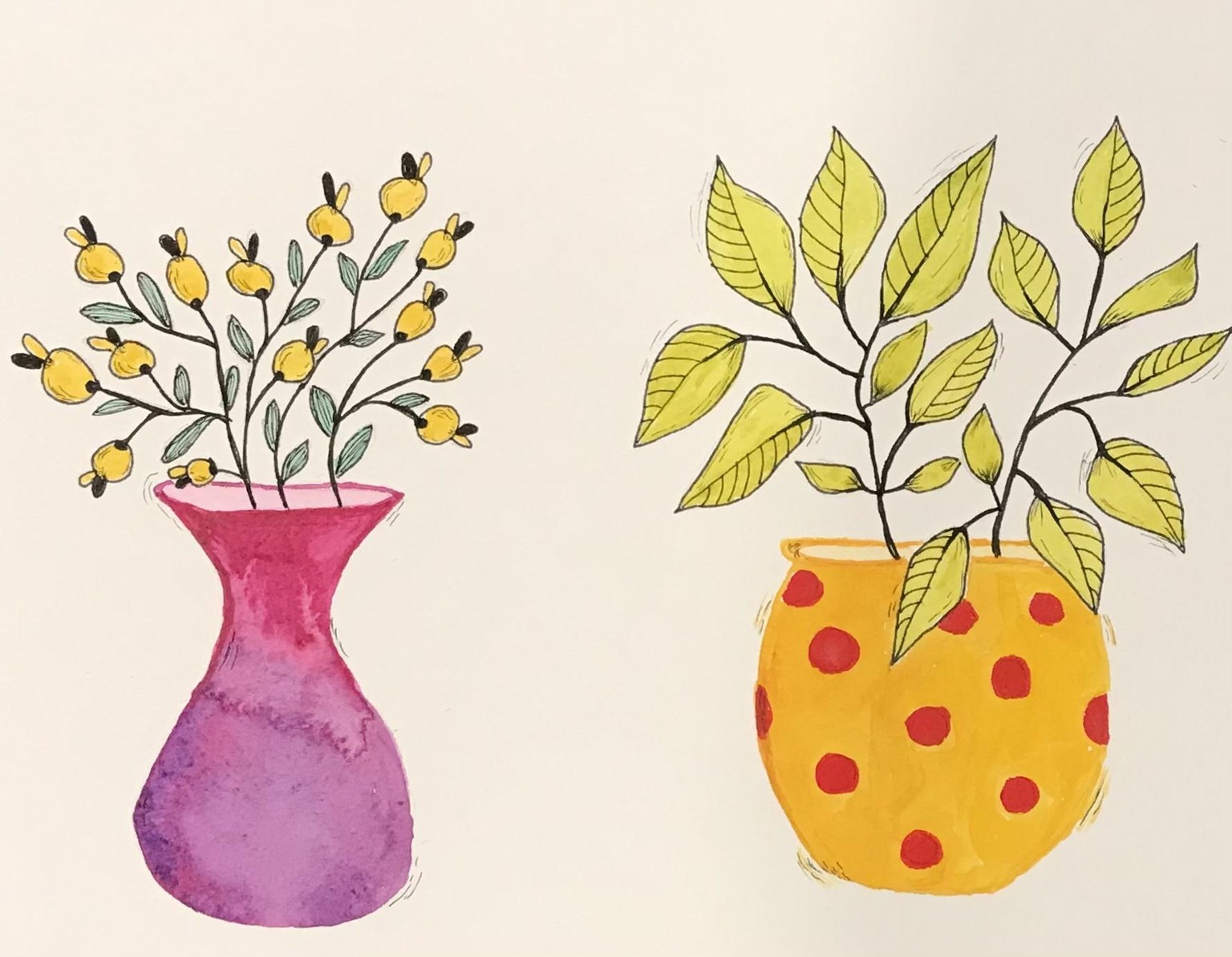 Mini Watercolor Flowers/Vases - image 1 - student project